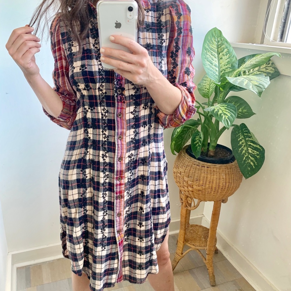 Free People Embroidered Buttondown